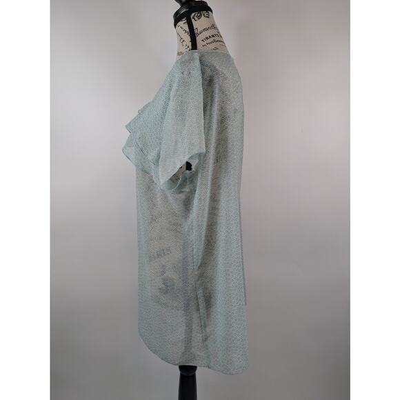 Loft Womens XL Blouse Blue Transparent Lagen Layered Ruffle Coquette Top Shirt - Picture 2 of 10